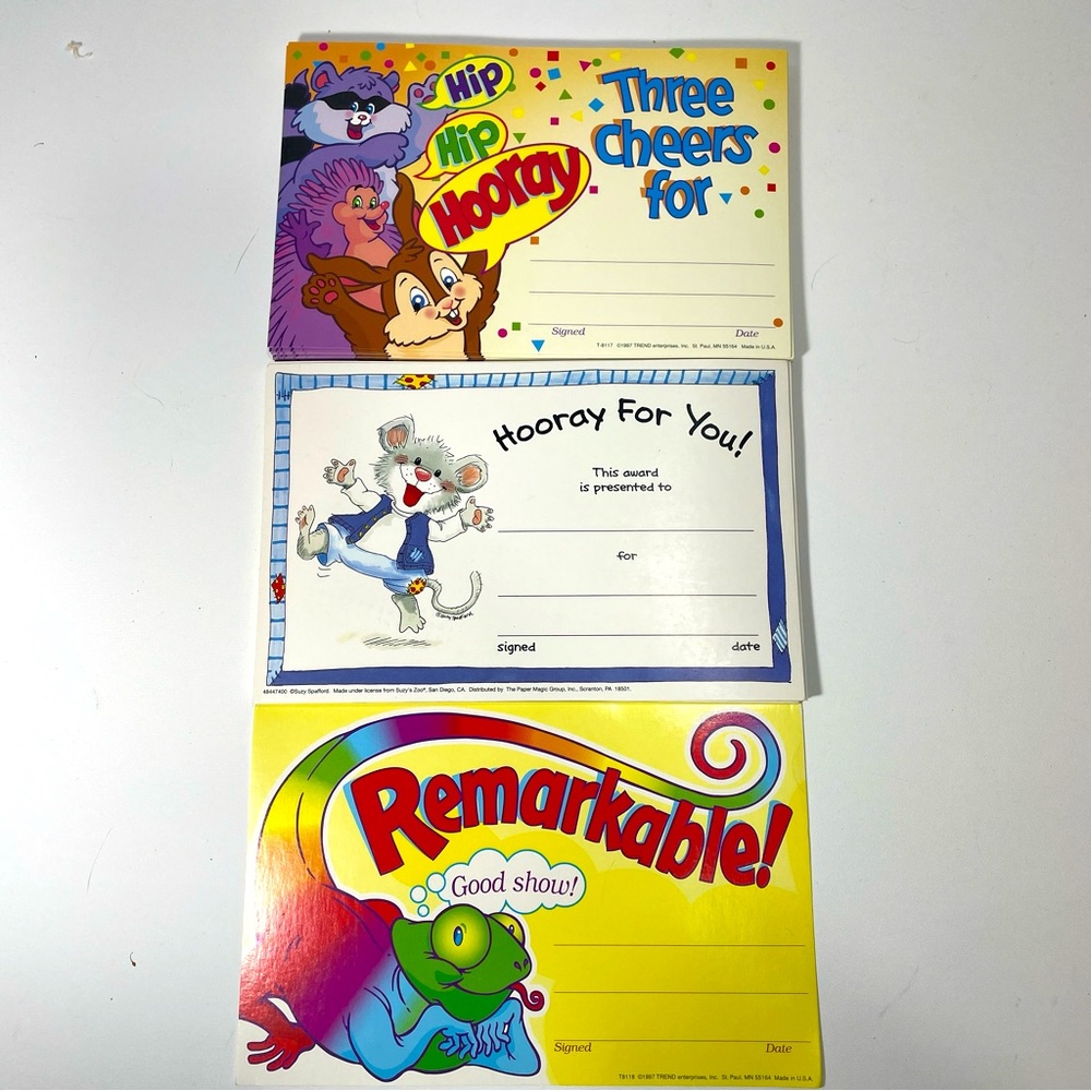 Teacher Classroom Vintage Student Certificates Trend 1997 Unused (52 Total)
